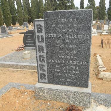 BURGER Petrus Albertus -1953 &amp; Anna Christina Du PLESSIS -1954