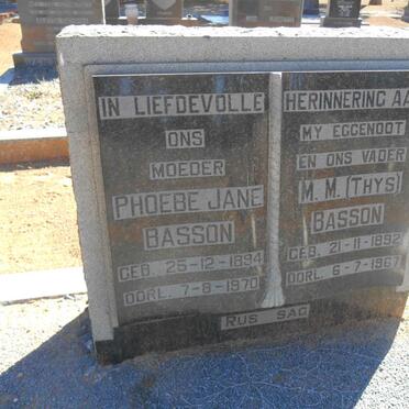 BASSON M.M. 1892-1967 &amp; Phoebe Jane 1894-1970