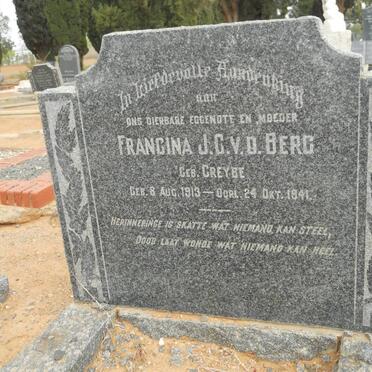 BERG Francina J.C., v.d. nee GREYBE 1913-1941
