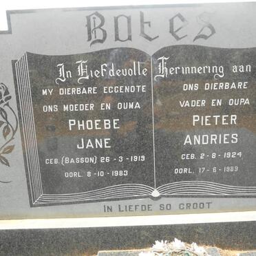 BOTES Pieter Andries 1924-1989 &amp; Phoebe Jane BASSON 1919-1983