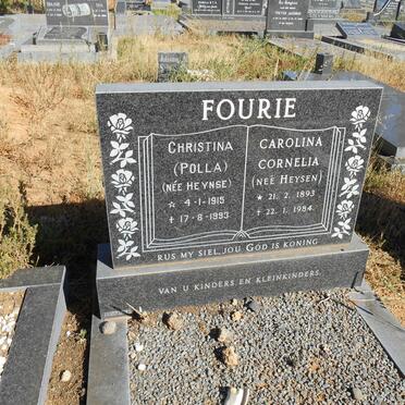 FOURIE Carolina Cornelia nee HEYSEN 1893-1984 :: FOURIE Christina nee HEYNSE 1915-1993