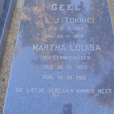 GEEL L.J. 1922-1999 &amp; Martha Louisa nee GERMESHUIZEN 1925-2010