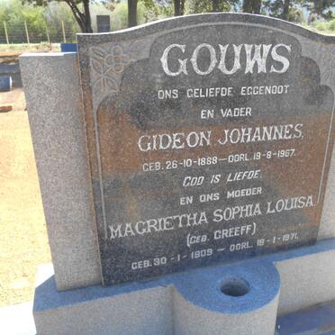 GOUWS Gideon Johannes 1888-1967 &amp; Magrietha Sophia Louisa GREEFF 1909-1971