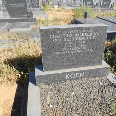 KOEN Christina Wilhelmina nee BEZUIDENHOUT 1923-1982