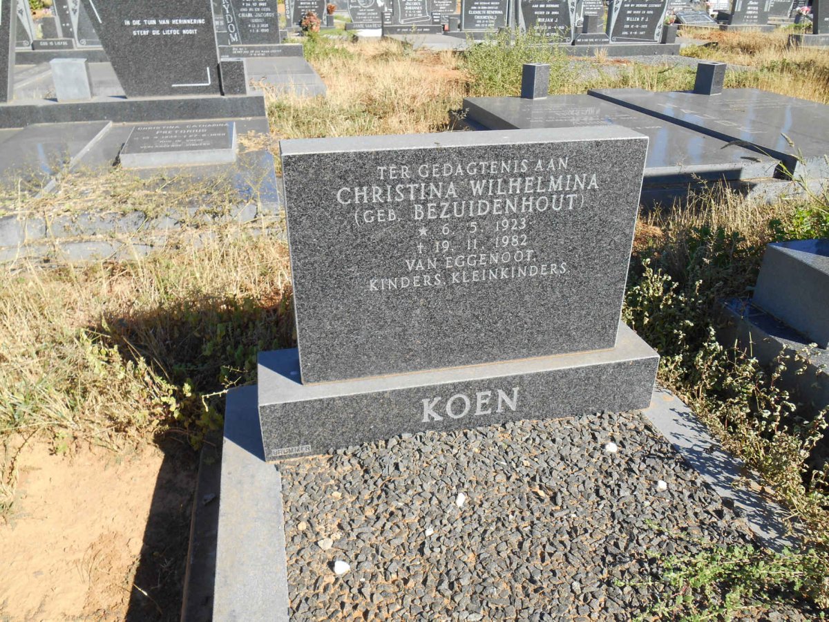 KOEN Christina Wilhelmina nee BEZUIDENHOUT 1923-1982