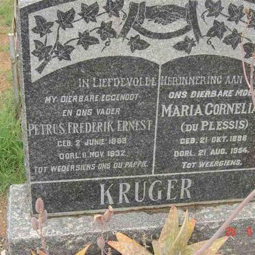 KRUGER Petrus Frederik Ernest 1883-1932 &amp; Maria Cornelia J. DU PLESSIS 1886-1954