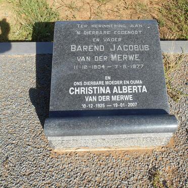 MERWE Barend Jacobus, van der 1904-1977 &amp; Christina Alberta 1925-2007