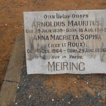 MEIRING Arnoldus Mauritis 1859-1945 &amp; Anna Magrieta Sophia LE ROUX 1864-1956