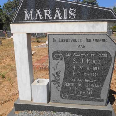 MARAIS S.J. 1917-1991 &amp;  Gertruida Johanna 1923-1994