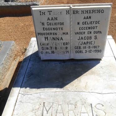 MARAIS Jacob S. 1917-1990 &amp; Hanna VENTER 1912-1971