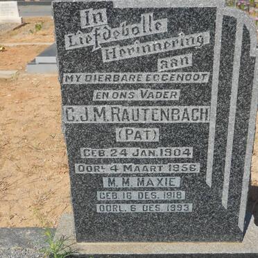 RAUTENBACH C.J.M. 1904-1956 &amp; M.M. 1918-1993