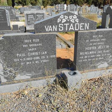 STADEN Paul Christian, van 1903-1985 &amp; Hester Aletta Wilhelmina BLOM 1900-1980