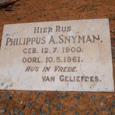 SNYMAN Philippus A. 1900-1961