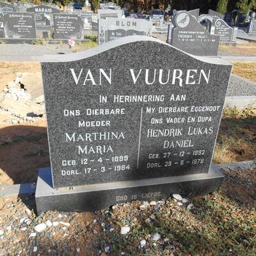 VUUREN Hendrik Lukas Daniel, van 1892-1978 &amp; Marthina Maria 1899-1984