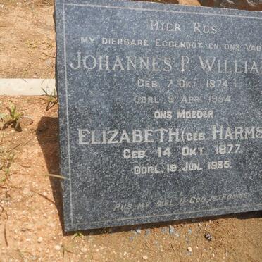 WILLIAMS Johannes P. 1874-1954 &amp; Elizabeth HARMSE 1877-1965