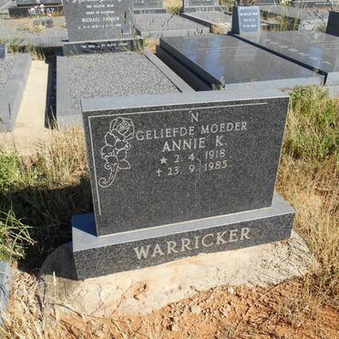 WARRICKER Annie K. 1918-1985