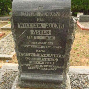 ASHER William Allan 1884-1933 & Edith Edna BARNES 1887-1943