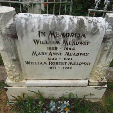 MEADWAY William 182?-1844 :: MEADWAY Mary Anne 1832-1921 :: MEADWAY William Robert 1851-1939