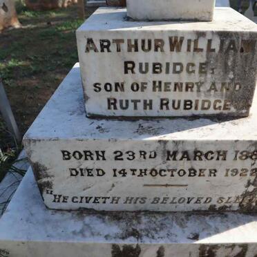 RUBIDGE Arthur William 1888-1922