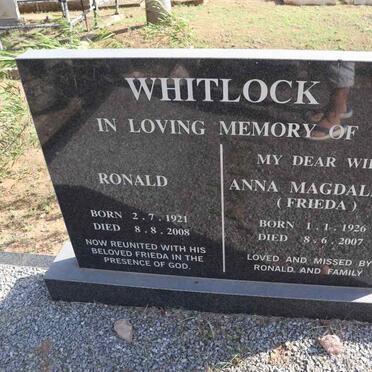 WHITLOCK Ronald 1921-2008 & Anna Magdalena 1926-2007