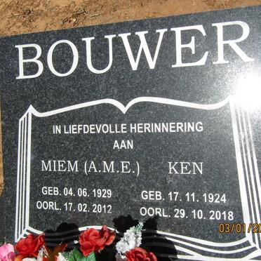BOUWER Ken 1924-2018 &amp; A.M.E. 1929-2012