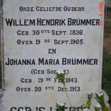 BRUMMER Willem Hendrik 1836-1905 &amp; Johanna Maria 1843-1913