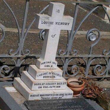 BOOYSEN Yvonne de Villiers 1816-1819 :: BOOYSEN Charles Murray de Villiers