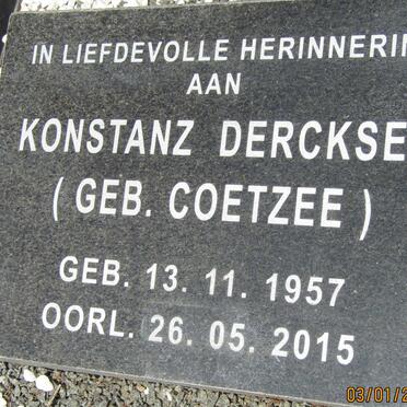 DERCKSEN Konstanz nee COETZEE 1957-2015
