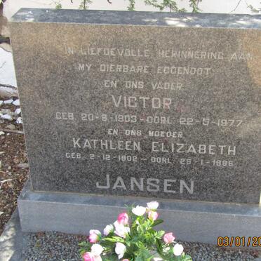 JANSEN Victor 1903-1977 &amp; Kathleen Elizabeth 1902-1986