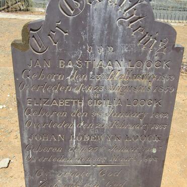 LOOCK Jan Bastiaan 1859-1859 :: LOOCK Elizabeth Cicilia 1862-1863 :: LOOCK Johan Lodewyk 1863-1863