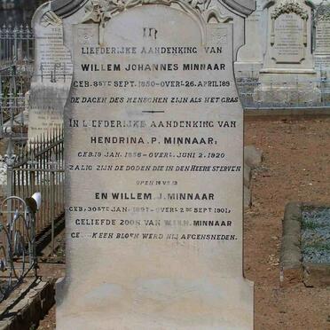 MINNAAR Willem Johannes 1850-1897 &amp; Hendrina P. 1856-1920 :: MINNAAR Willem J. 1897-1901