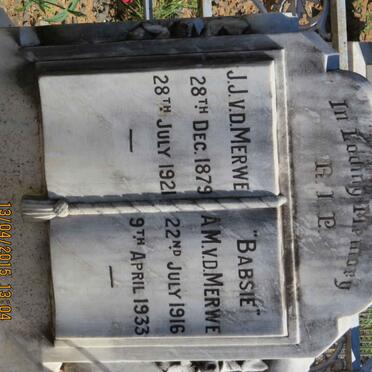 MERWE J.J., v.d. 1879-1921 :: V.D. MERWE A.M. 1916-1933