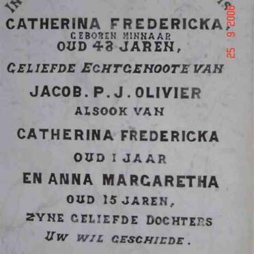 OLIVIER Catherina Fredericka nee MINNAAR :: OLIVIER Catherina Fredericka :: OLIVIER Anna Margaretha