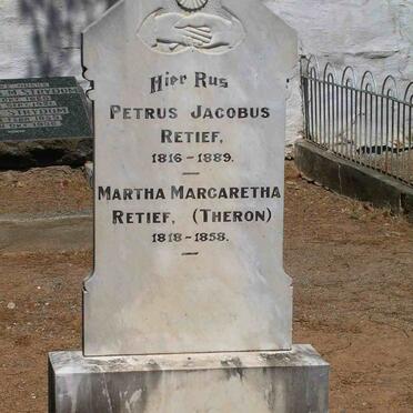 RETIEF Petrus Jacobus 1816-1889 &amp; Martha Margaretha THERON 1818-1858
