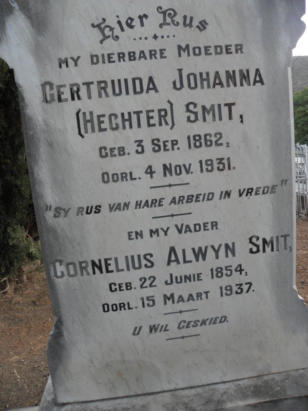 SMIT Cornelius Alwyn 1854-1937 &amp; Gertruida Johanna HECHTER 1862-1931