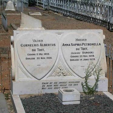 TOIT Cornelius Albertus, du 1855-1926 &amp; Anna Sophia Petronella BURGER 1858-1939