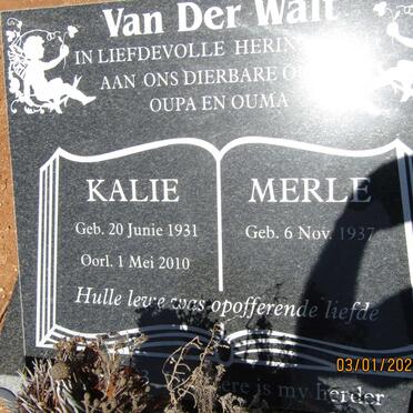 WALT Kalie, van der 1931-2010 &amp; Merle 1937-
