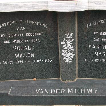 MERWE Schalk Willem, van der 1924-1996 &amp; Martha Johanna Maria MEYER 1929-