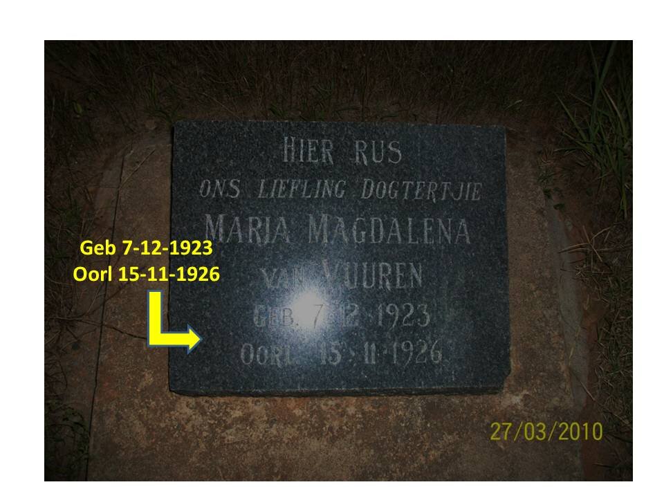 VUUREN Maria Magdalena, van 1923-1926