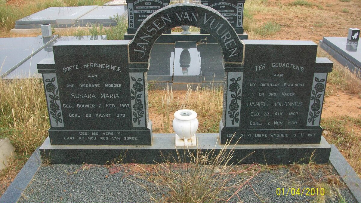 VUUREN Daniel Johannes, Jansen van 1907-1969 &amp; Susara Maria BOUWER 1897-1973
