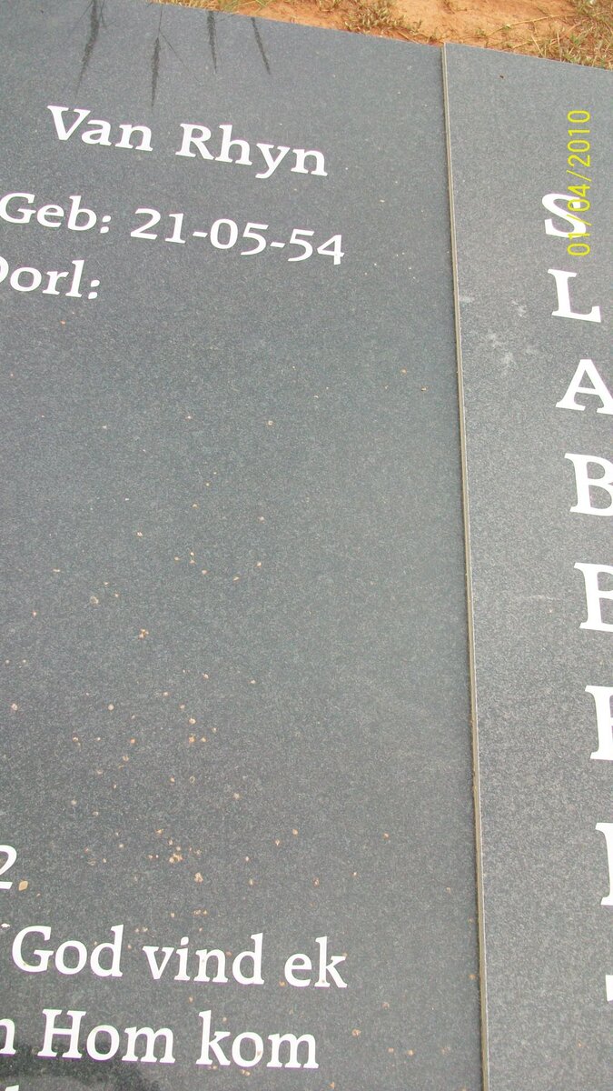 SLABBERT van Rhyn 1954-