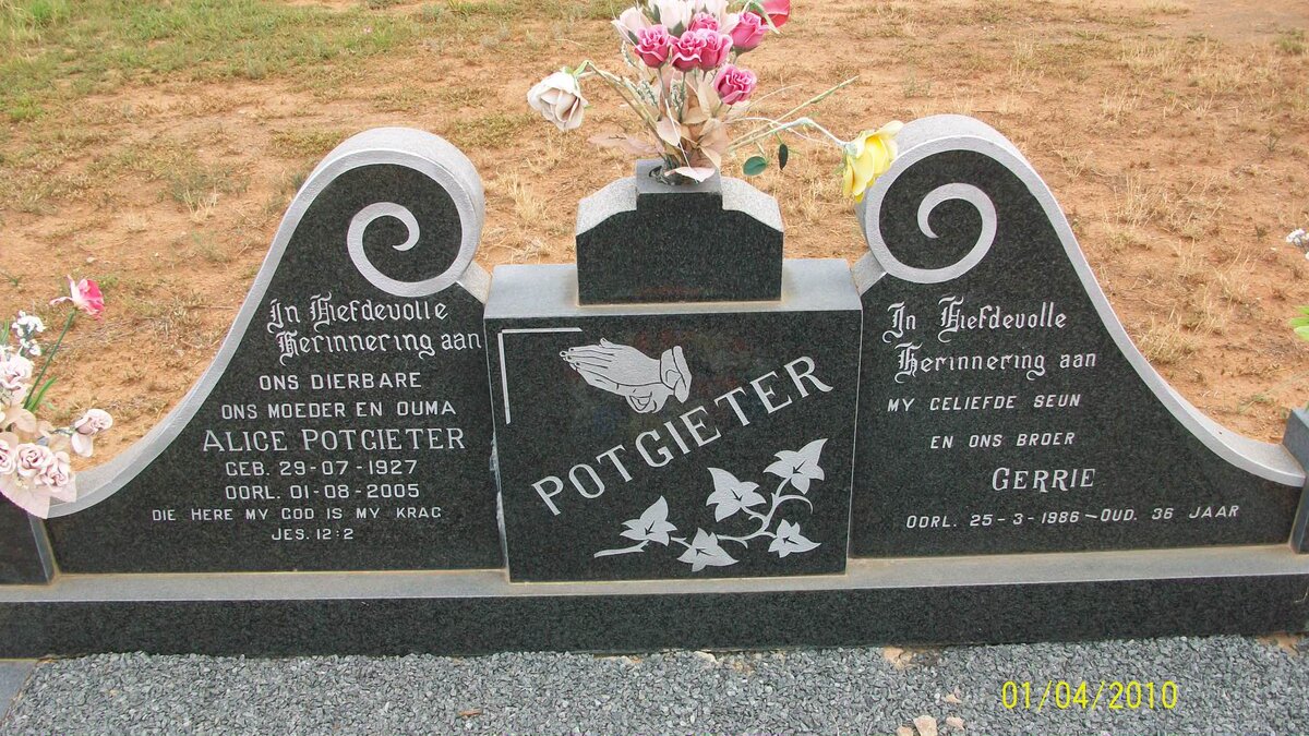 POTGIETER Gerrie -1986 &amp; Alice 1927-2005