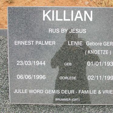 KILLIAN Ernest Palmer 1944-1996 &amp; Lenie voorheen KNOETZE nee GERBER 1935-1997