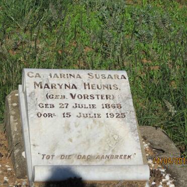 HEUNIS Catharina Susara Maryna nee VORSTER 1868-1925