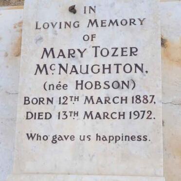 MCNAUGHTON Mary Tozer nee HOBSON 1887-1972