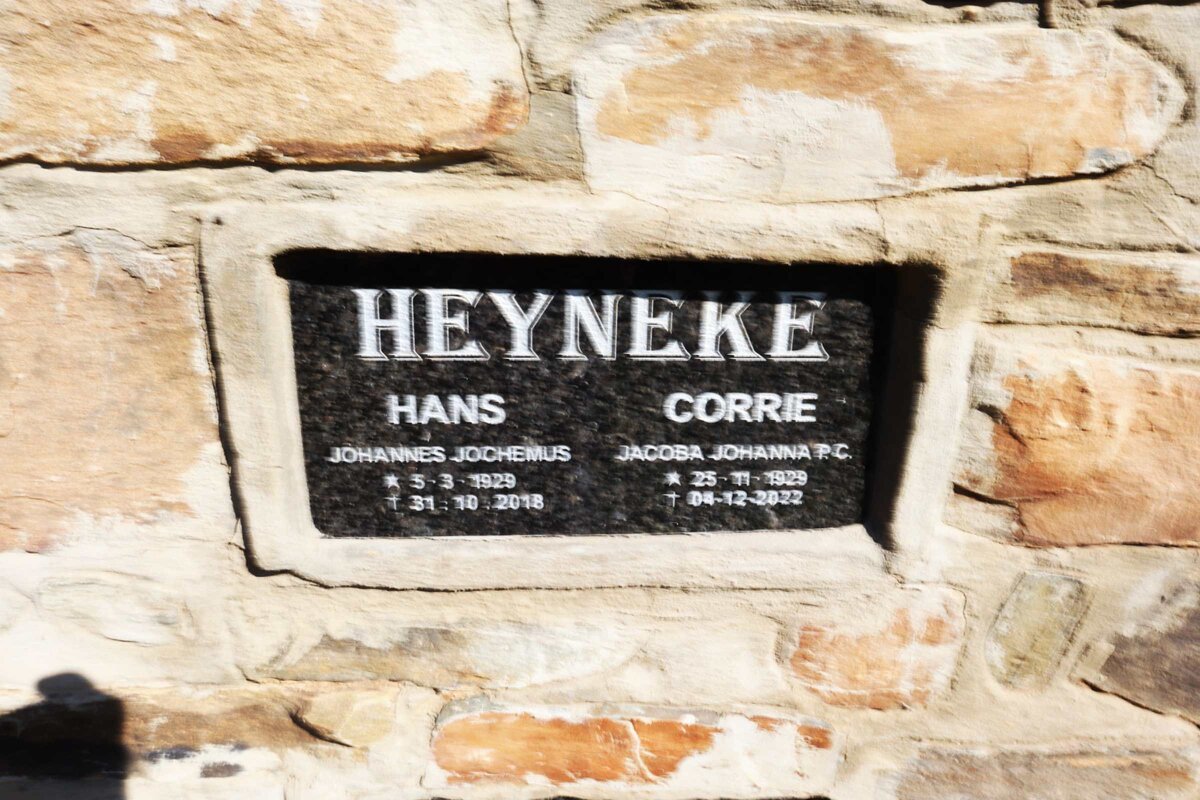 HEYNEKE Johannes Jochemus 1929-2018 & Jacoba Johanna P.C. 1929-2022