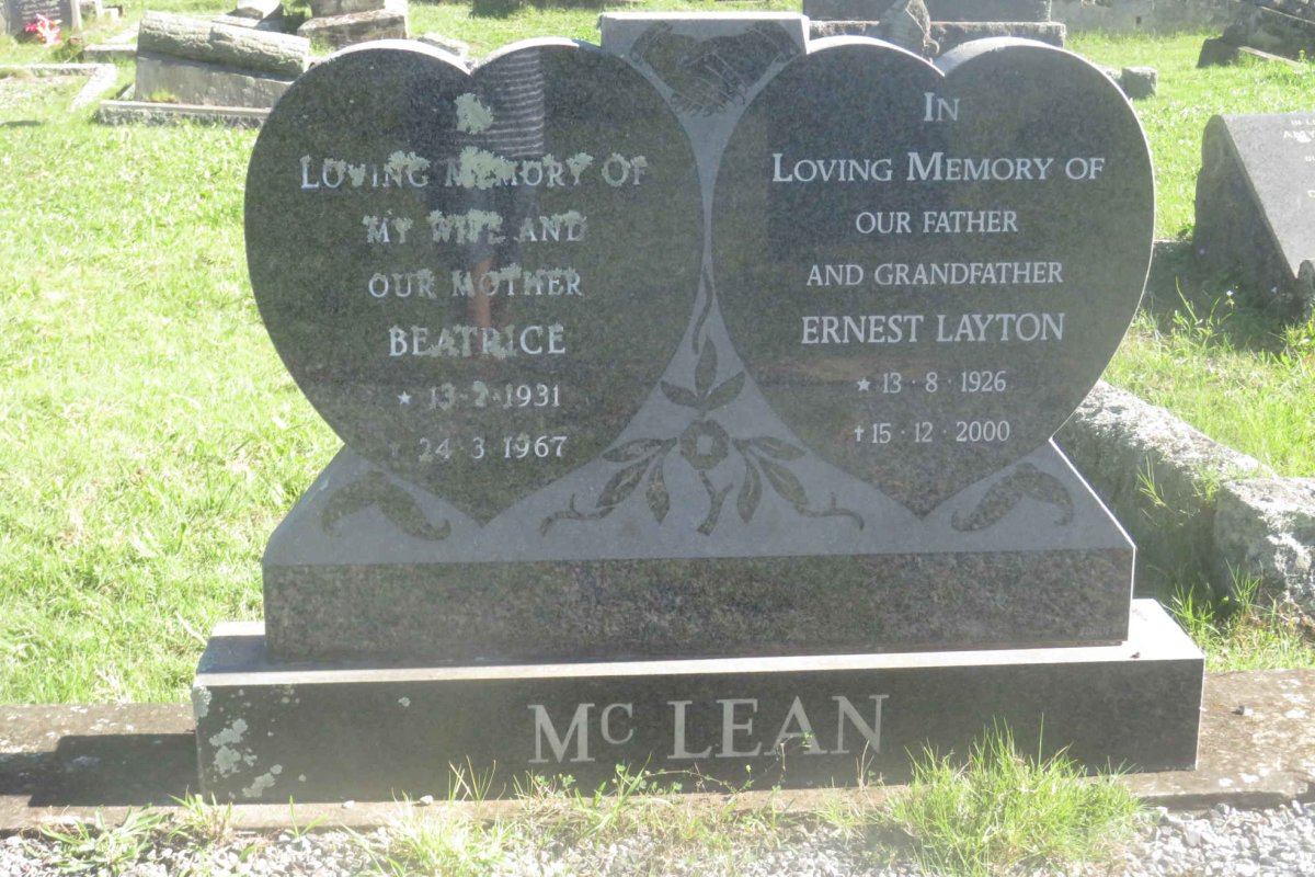 McLEAN Ernest Layton 1926-2000 &amp; Beatrice 1931-1967