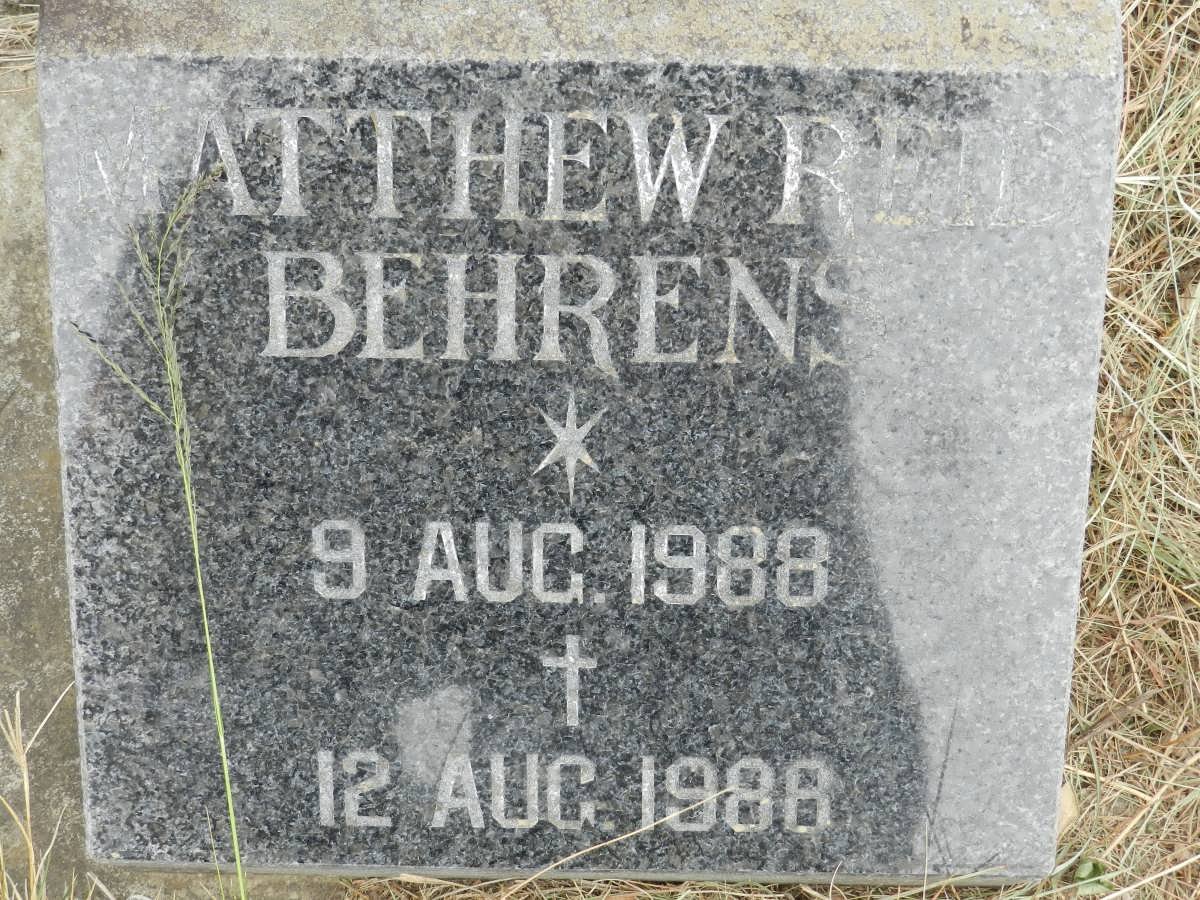 BEHRENS Matthew Reid 1988-1988