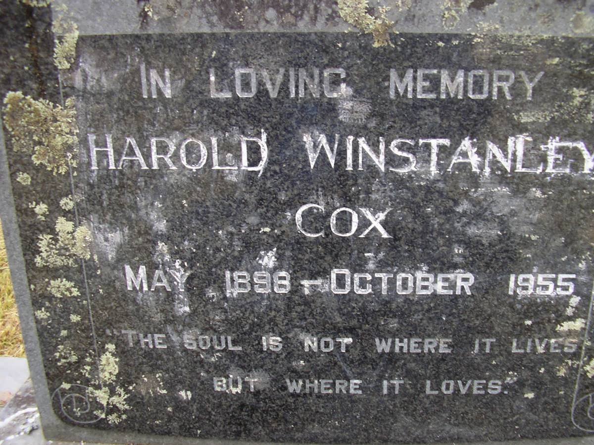 COX Harold Winstanley 1898-1955