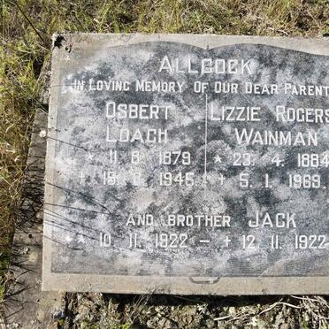 ALLCOCK Osbert Loach 1879-1945 &amp; Lizzie Rogers WAINMAN 1884-1969 :: ALLCOCK Jack 1922-1922